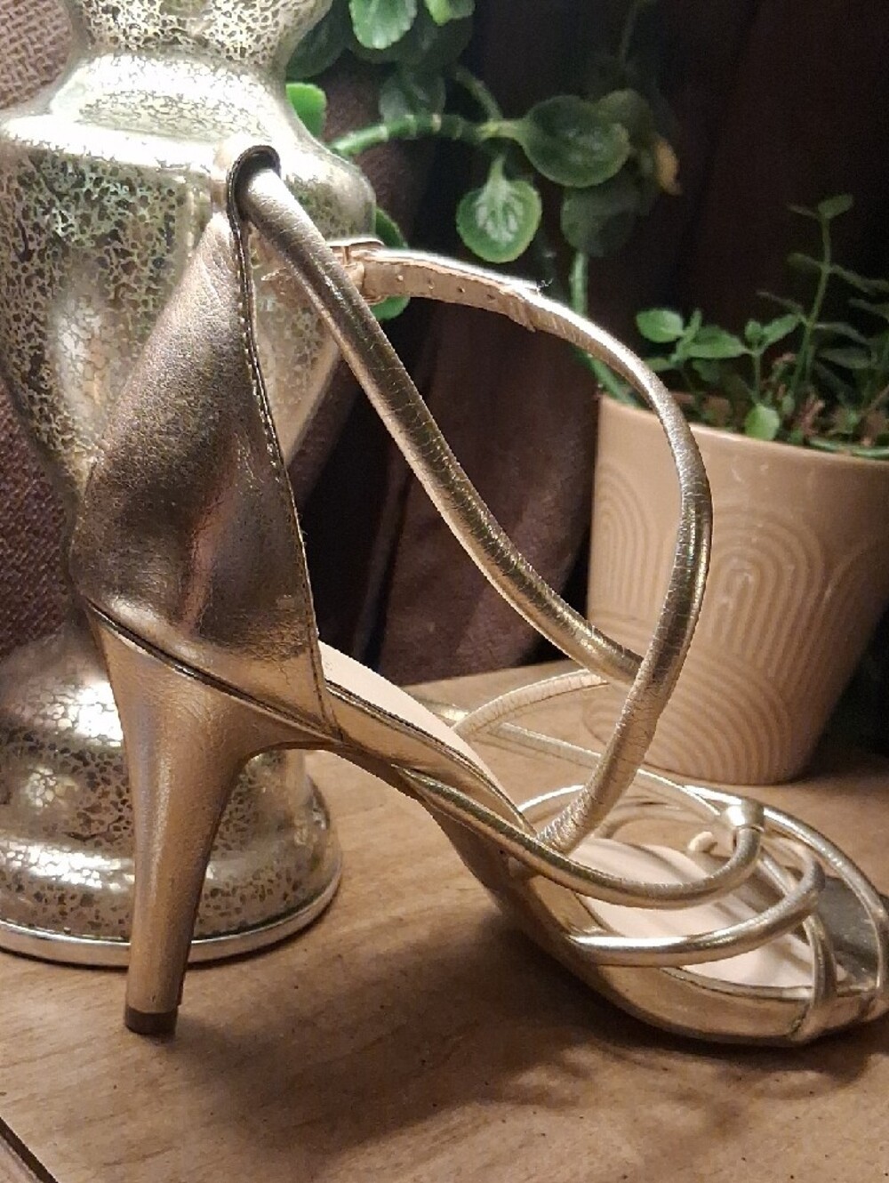 Fergalicious Metallic Gold Strappy High Heels - Picture 8 of 16